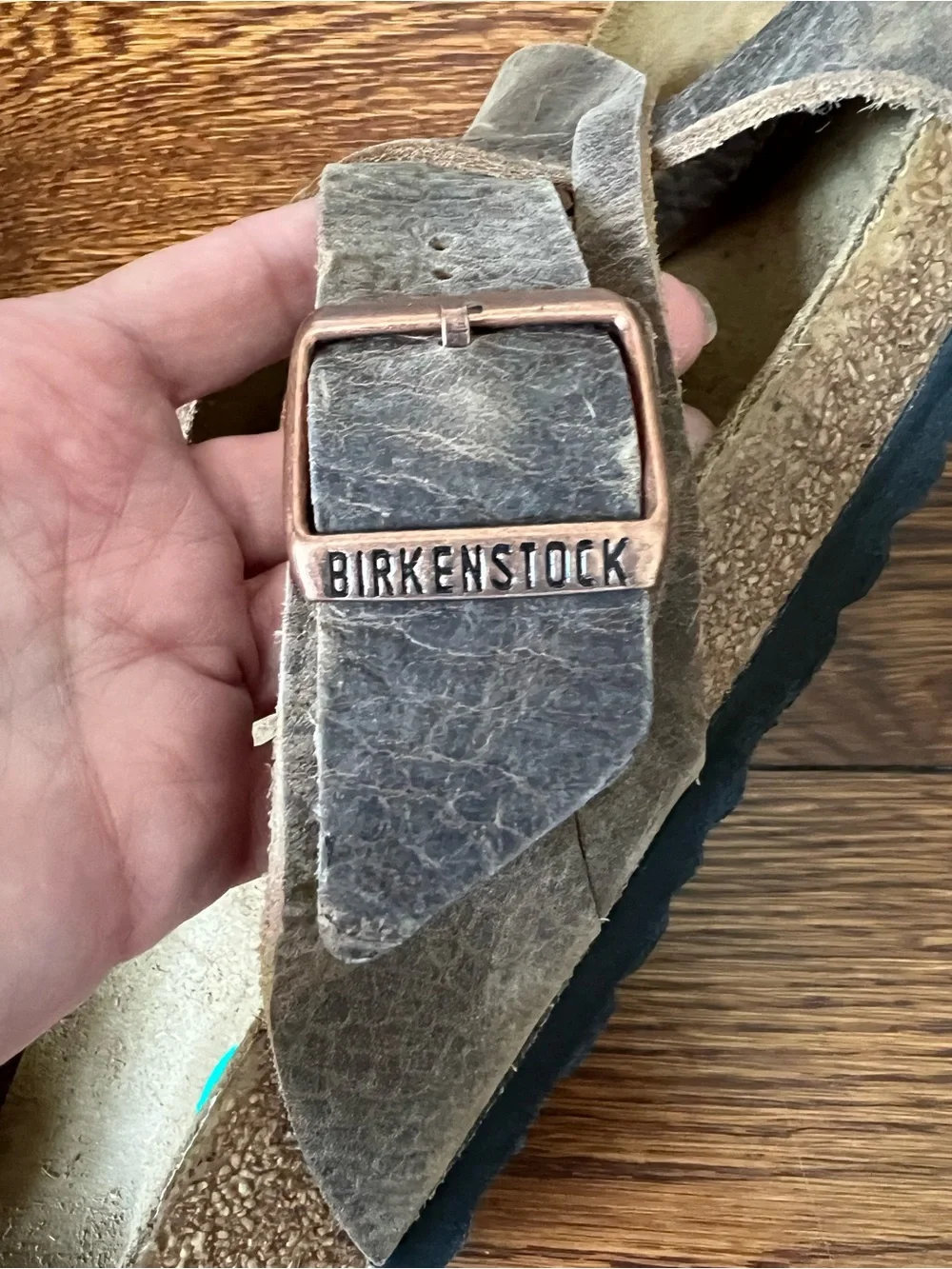 Birkenstock Lugano Oiled Leather Sandal Brown distressed Size 12